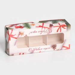 Изображение Коробка под 3 конфеты, "Новогодние подарки", 13x5x3,3 см