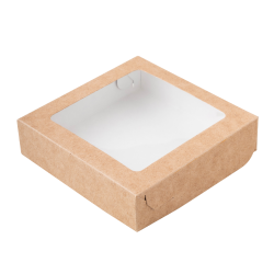 Изображение Коробка для печенья 15*15*3 см, Крафт с окном
