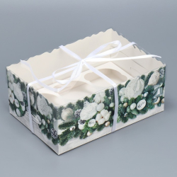 Изображение Коробка на 6 капкейков «Снежные игрушки», 23 × 16 × 10 см