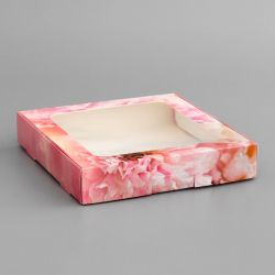 Изображение Коробка сборная с окном «Цветоки», 16×16×3 см