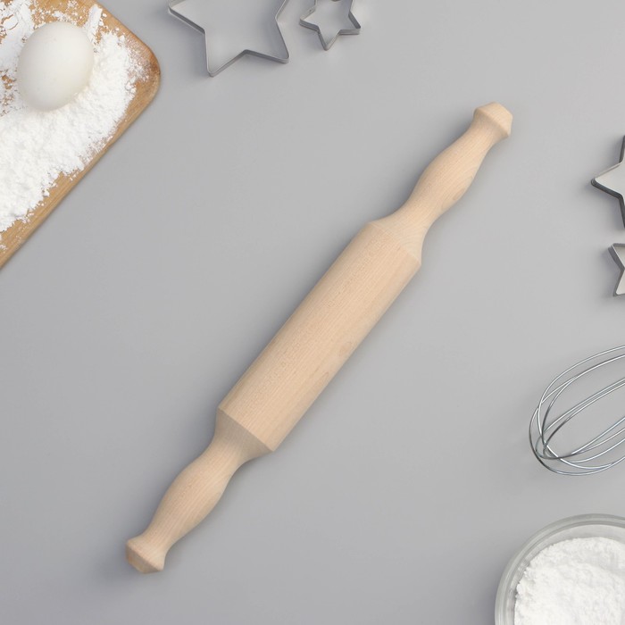 Изображение Скалка с ручками Доляна, 43.5×4.3 см, берёза