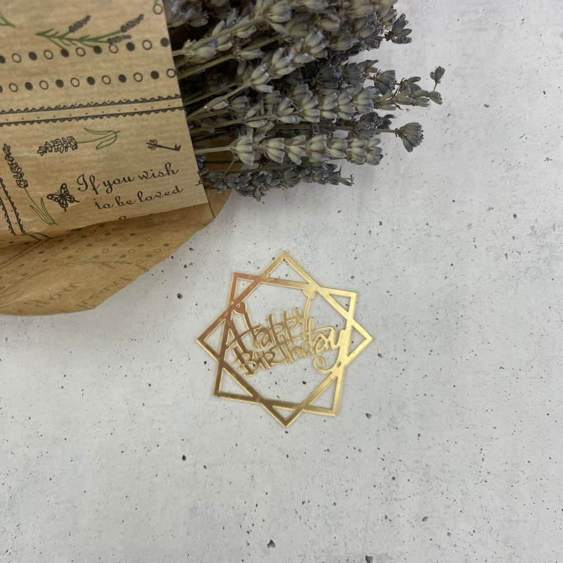 Изображение Боковой топпер "Happy Birthday"в квадратах, 7 см (ДР-16)