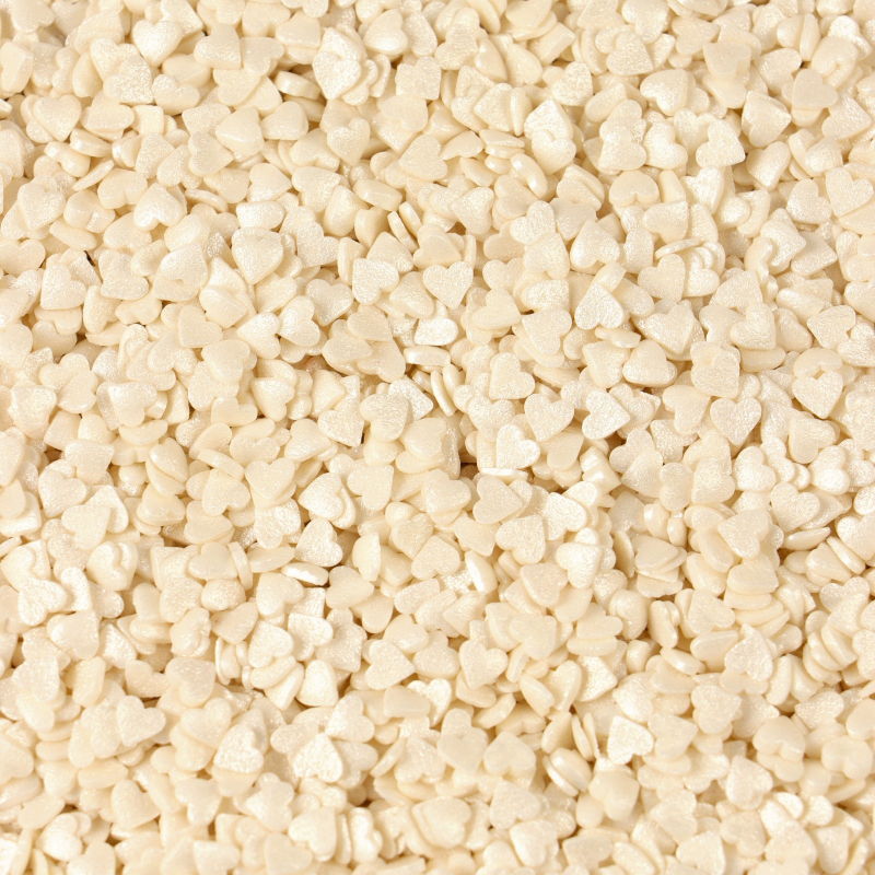 Изображение Посыпка сердечки белые перламутровые (мини), 50 гр