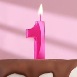 Изображение Свеча в торт «Грань», цифра "1", 7 см, розовая