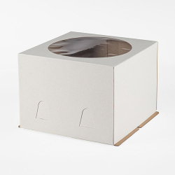 Коробка для для торта с окном 280*280*180, белая Изображение Коробка для для торта с окном 280*280*180, белая