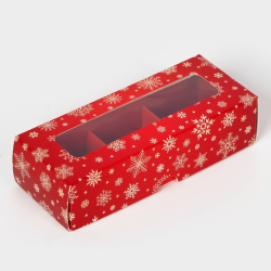 Изображение Коробка под 3 конфеты "Снежинки", 13x5x3,3 см