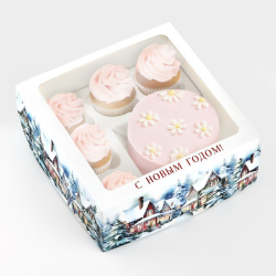 Коробка для 5 капкейков +БЕНТО «С Новым годом!» 25 х 25 х 10 см Изображение Коробка для 5 капкейков +БЕНТО «С Новым годом!» 25 х 25 х 10 см