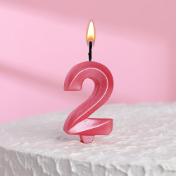 Изображение Свеча в торт "Грань", цифра 2, розовая