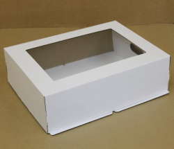Изображение КОРОБКА для торта белая с окном 29,5*39,5*12 см