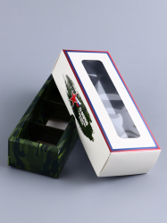 Изображение Коробка для 3 конфет, с окном "23 Февраля", 13 x 5 x 3,3 см