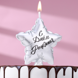 Изображение Свеча в торт "Воздушный шарик. ЗВЕЗДА", 5,5 см, серебро
