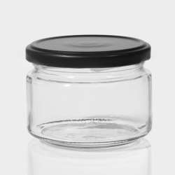 Банка стеклянная с черной крышкой ,250 мл Изображение Банка стеклянная с черной крышкой ,250 мл