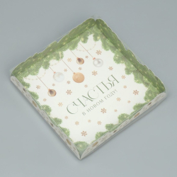 Изображение Коробка для печенья и пряников "Снегири", 18 х 18 х 3 см