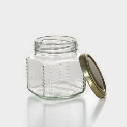 Изображение Банка стеклянная с золотой крышкой, 200-250 мл