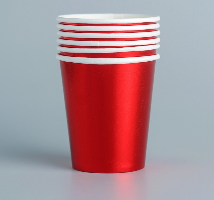 Изображение Стакан бумажный красный, 6 шт