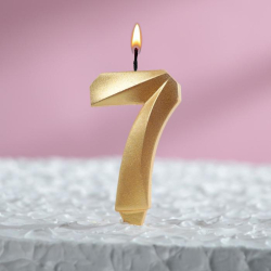 Изображение Свеча в торт "Грань", цифра "7", золотой металлик