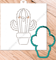 Вырубка+трафарет «Кактус в горшочке» Изображение Вырубка+трафарет «Кактус в горшочке»