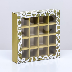 Изображение Коробка для 4 конфеты, "23 Февраля" 12,6 х 12,6 х 3,5 см