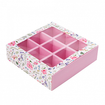 Изображение Коробка с окном 9 конфет, Колокольчики