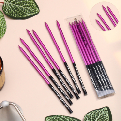 Изображение Свечи в торт "Праздник", 6 шт, 14,5 см, фиолетовый с чёрным