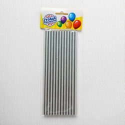 Изображение Трубочки для напитков серебро,12 шт