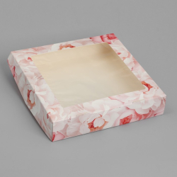 Изображение Коробка с ламинацией «Пионы», 20 х 20 х 4 см