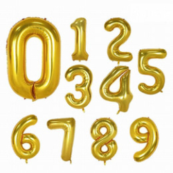 Изображение Топпер воздушный шарик Цифра 0-9 золото в ассортименте, 1 шт