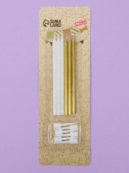 Изображение Свечи для торта «Блестящая вечеринка», 6 шт, золотой и белый цвет