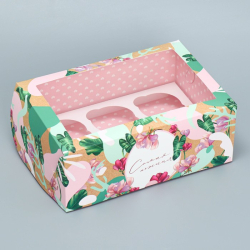 Коробка на 6 капкейков с двусторонним нанесением «Самая нежная», 25 х 17 х 10 см Изображение Коробка на 6 капкейков с двусторонним нанесением «Самая нежная», 25 х 17 х 10 см