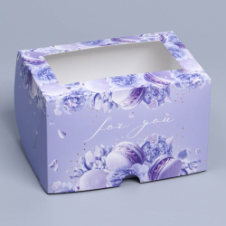 Изображение Коробка на 2 капкейка с окном «Макаруны», 16 х 10 х 10 см
