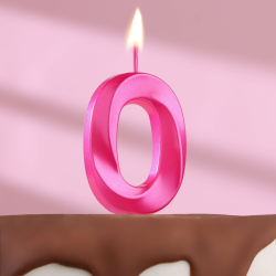 Изображение Свеча в торт «Грань», цифра "0", 13 см, розовая