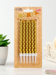 Изображение Свечи для торта «Жемчужины», 6 шт., золотые