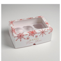Изображение Коробка на 6 капкейков Let it snow, 17 х 25 х 10 см