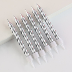 Изображение Свечи в торт ВИТЫЕ СЕРЕБРО, 10 шт