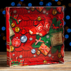 Изображение Коробка для пряников и печенья «С Новым годом!», 10.5 х 10.5 х 3 см