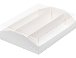 Коробка для макарон с пластиковой крышкой и ложементом 210*165*55 (белая) Изображение Коробка для макарон с пластиковой крышкой и ложементом 210*165*55 (белая)