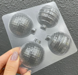 Изображение Форма пластиковая НОВОГОДНИЕ ШАРЫ (2) 50 мм / 4 шт