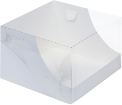 Изображение Коробка под торт с пластиковой крышкой 205*205*140 (белая)