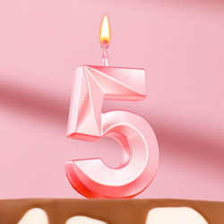 Изображение Свеча в торт «Грань», цифра "5", 13 см, розовая