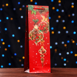 Изображение Пакет подарочный "Новогодний привет", 12 х 36 х 8,5см