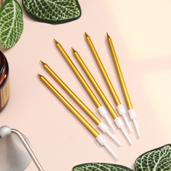 Изображение Свечи тортовые Античное золото 6 шт, 10 см