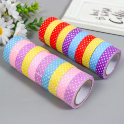 Клейкая лента декоративная "Горох на ярком" МИКС 1,5 см, длина 4 метра Изображение Клейкая лента декоративная "Горох на ярком" МИКС 1,5 см, длина 4 метра