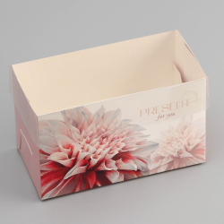 Изображение Коробка для 2 капкейка с прозрачной крышкой, «Презент», 16×8×10 см