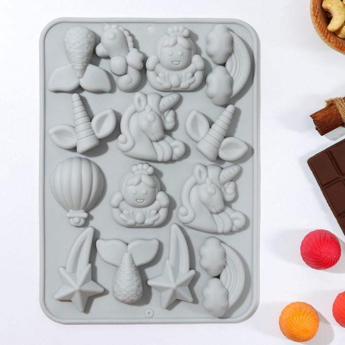 Изображение Форма силиконовая «Волшебство», 14 ячеек, 23×16,5×2 см, цвет МИКС