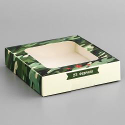Изображение Коробка сборная с окном "Камуфляж", 13 х 13 х 3 см