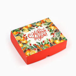 Изображение Коробка для кондитерских изделий «Новогодняя ботаника», 20 х 17 х 6 см