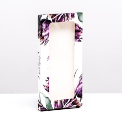 Коробка под плитку шоколада, с окном «Акварель тюльпаны», 17×8×1.4 см Изображение Коробка под плитку шоколада, с окном «Акварель тюльпаны», 17×8×1.4 см