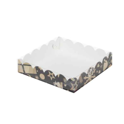 Изображение Коробка для печенья и пряников 155*155*35 мм (ёлка черная/золото)