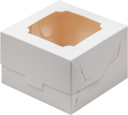 Изображение Коробка для бенто-торта с окном 160*160*80 мм (белая)